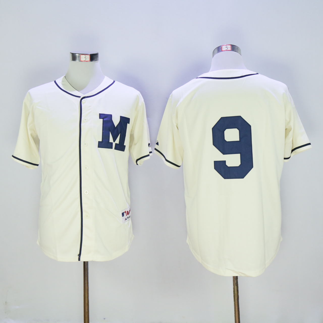 Men Milwaukee Brewers #9 Segura Cream 1913 MLB Jerseys->milwaukee brewers->MLB Jersey